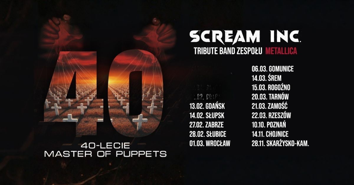 „Master of Puppets” ma 40 lat – Scream Inc. świętuje kultowy album Metallicy w trasie koncertowej